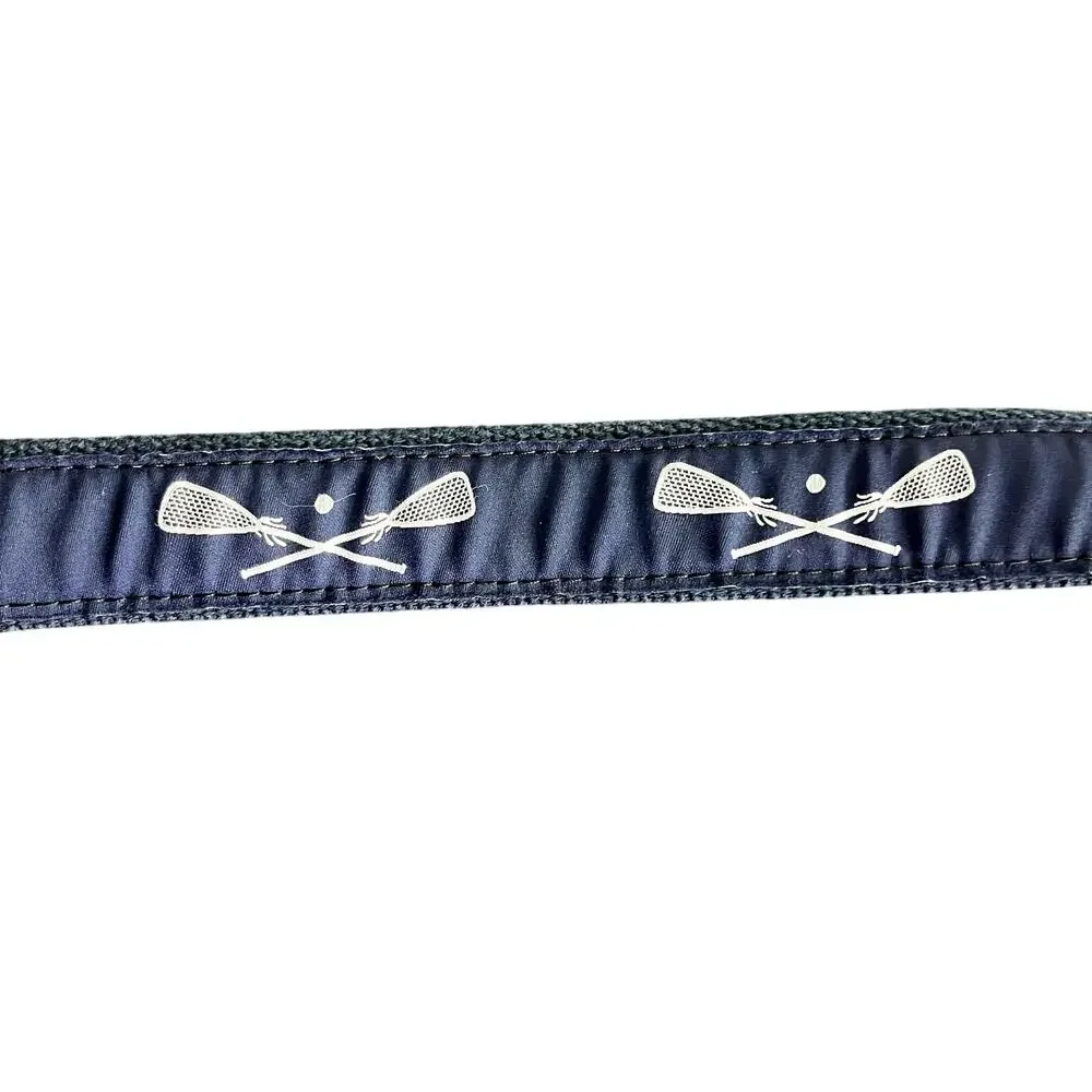 Boys Belt Lacrosse Sticks‎ Brass Buckle 32 Navy Blue Adjustable Leather trim